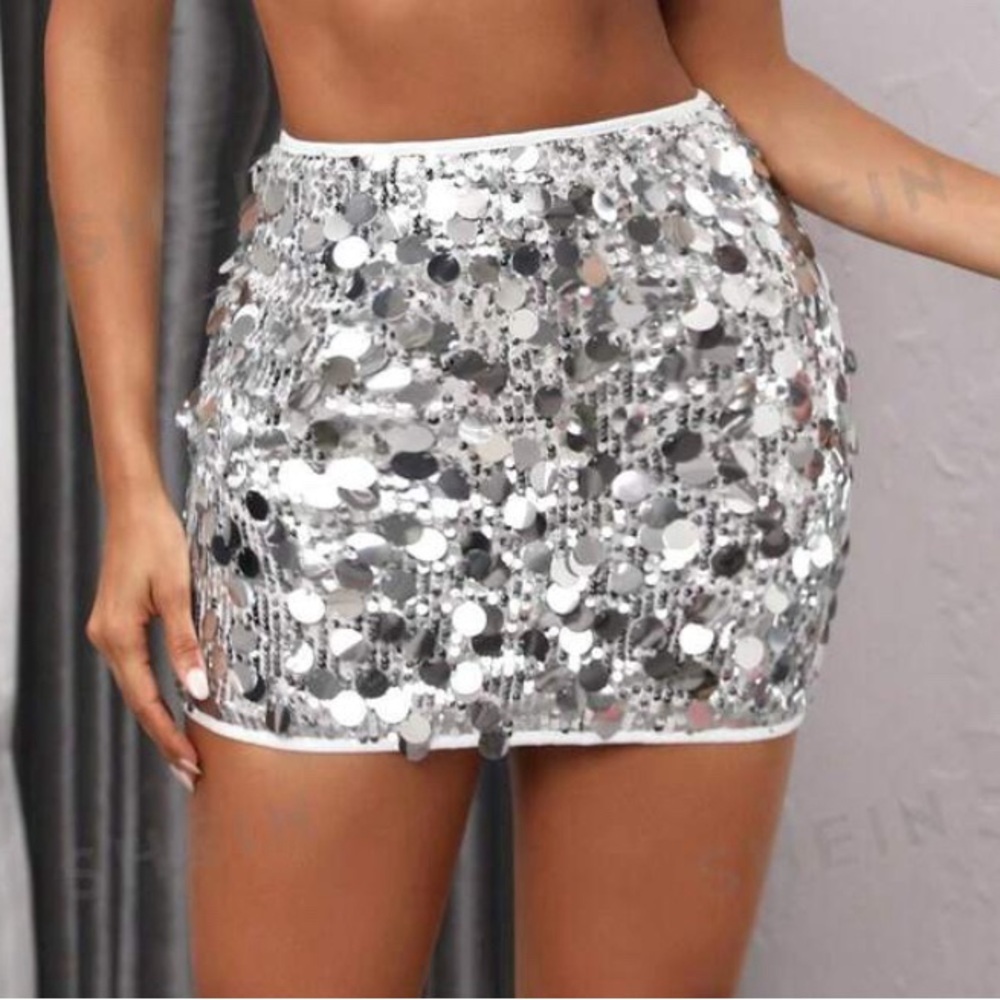 Women's Beads Embellishment Silver Skirt. Festival And Concert Ready.